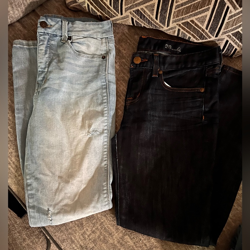Light blue.   And. Dark jeans both 7 $6